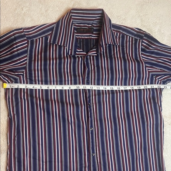 Etro sz 41 Classic Striped Button-Down Shirt in Blue Purple and Red - Picture 7 of 9